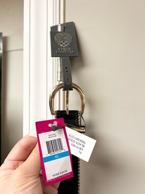 Vince Camuto Black Belt with Gold D-Ring Hardware